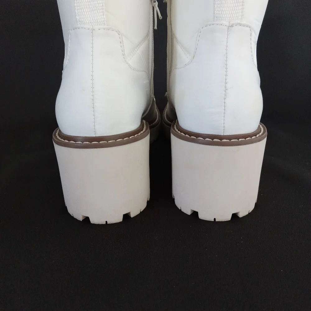 BLONDO Daisy Waterproof Lug Sole Boot In White Nylon Women's Size 8M